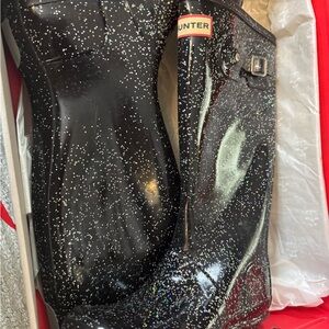 Hunter Sparkling Black Rain Boots